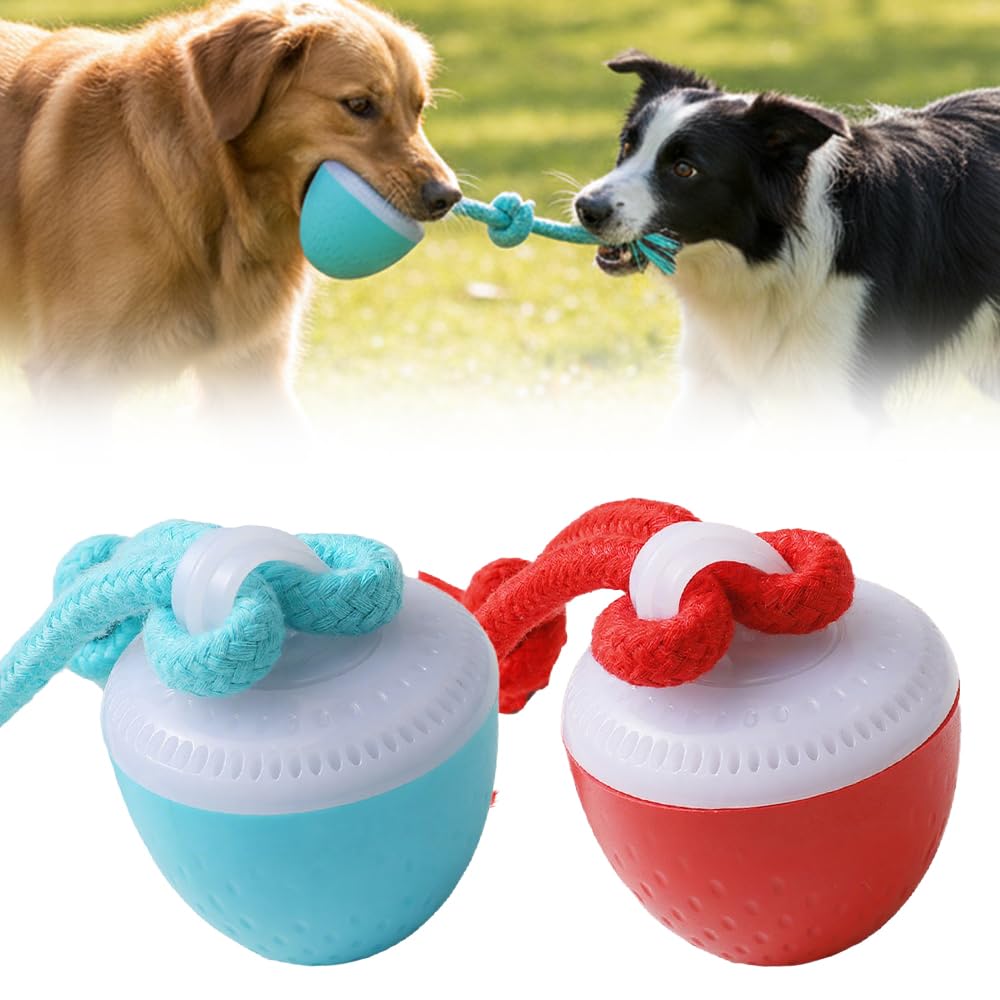 Interactive Dog Toys Ball, 2026 New Vibrating Dogs Ball with Led Light, Chase Buddy Dog Toy USB Rechargeable Funny Pet Toys for Boredom Puppy Cat Kitten Indoor Outdoor Pet Bouncing Balls (Blue + Red)