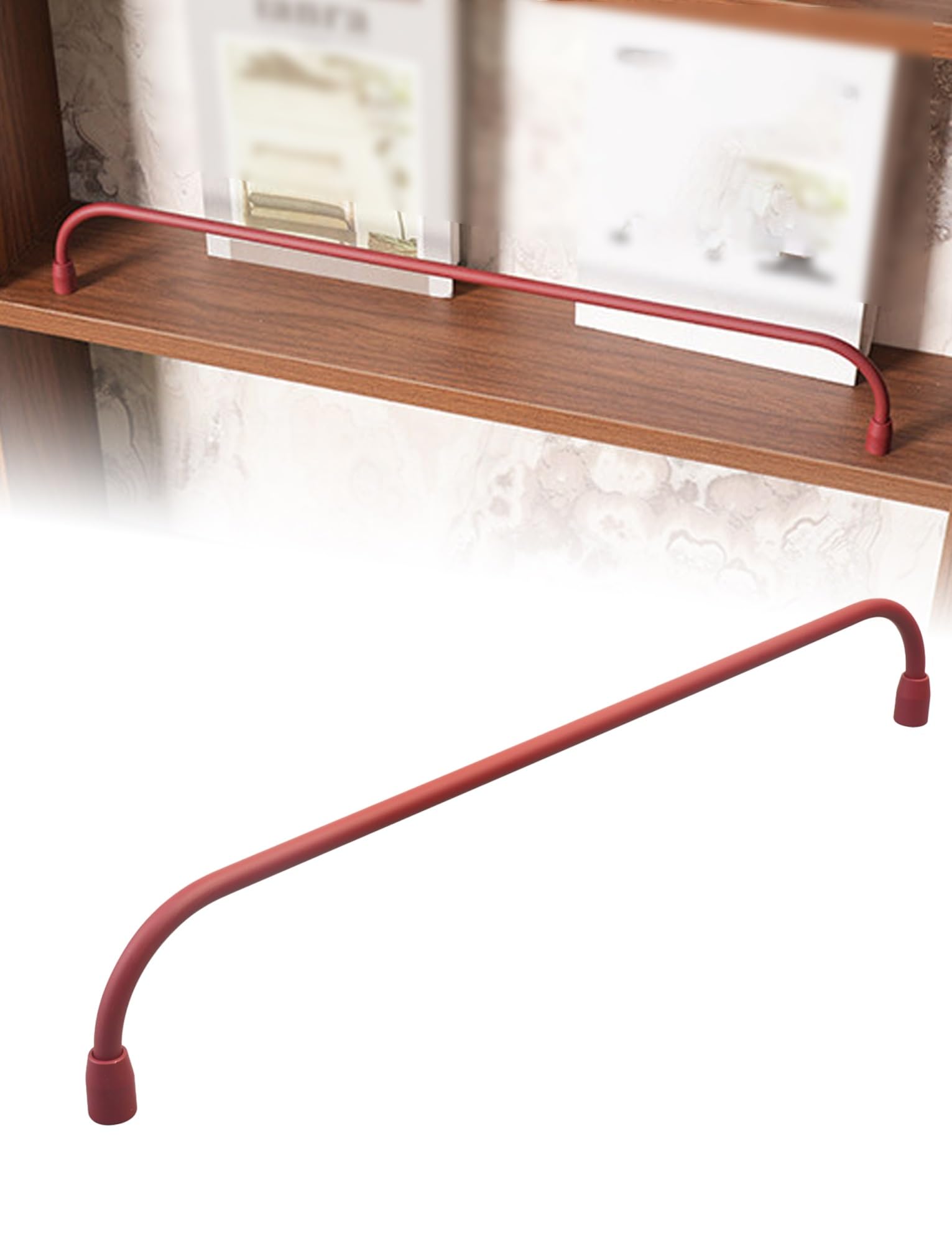 Decorative Tipping Rail for Cabinets, Aluminum Shelf Guardrail Stopper for Wood Shelves, Wardrobe, Shoe Rack, Display(Red,45cm/17.7'')