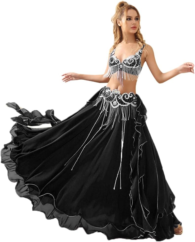 ROYAL SMEELA Belly Dance Costume Set for Women Belly Dance Bra and Belt Chiffon Dancing Skirts Professional Outfit 3pcs - Image 3