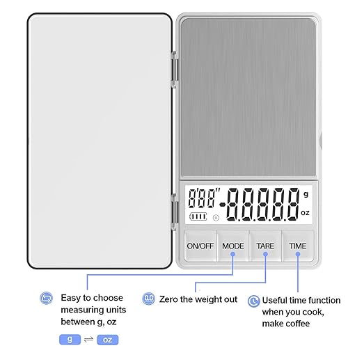 Miniatura 3 de WEIGHTMAN Báscula de café pequeña con temporizador, báscula de café expreso con temporizador de 1000 x 0.00 oz, mini báscula de alimentos con