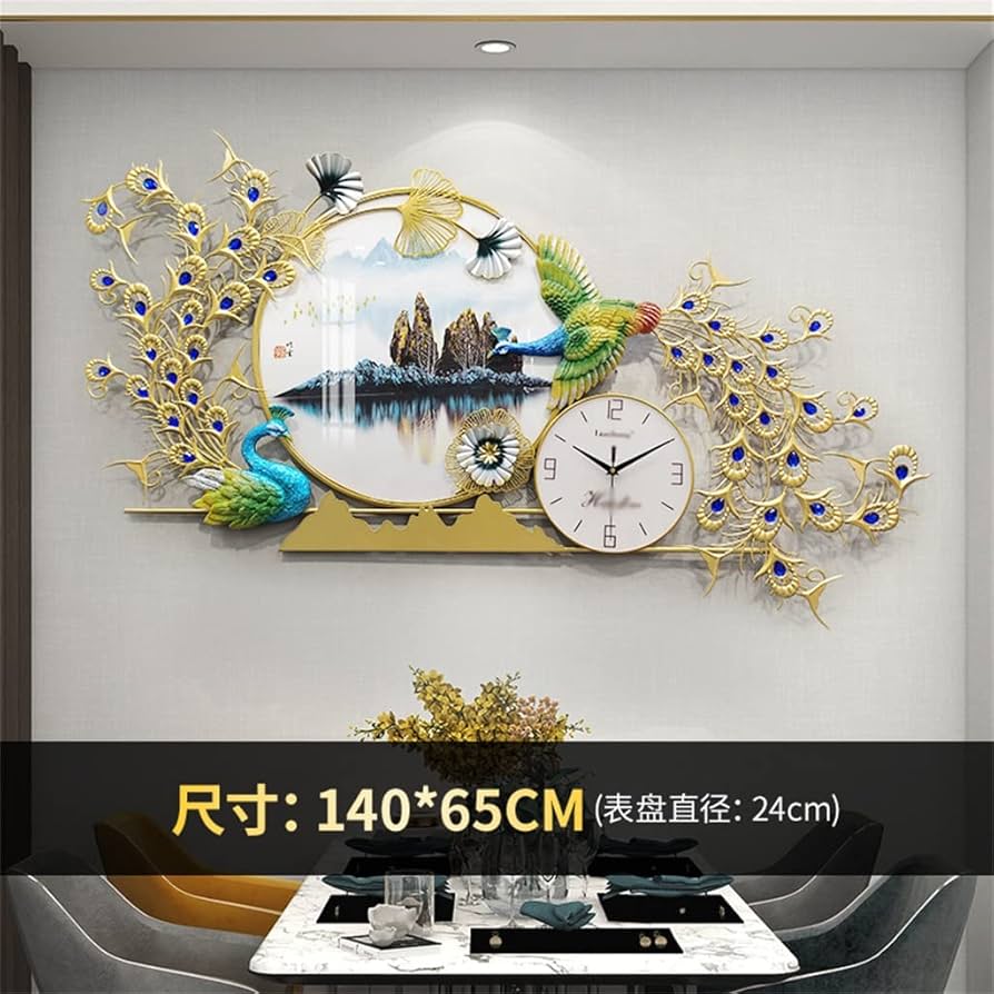 ヨーロピアンスタイルの時計とリビングルームの装飾品孔雀の壁時計 ヨーロピアンスタイルの時計とリビングルームの装飾品孔雀の壁時計
