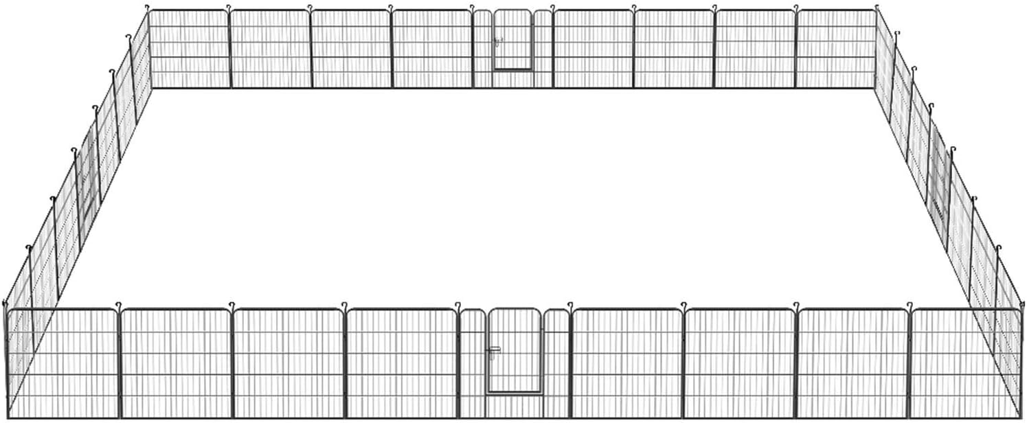 Yaheetech Heavy Duty Metal Pet Playpen 32-inch Foldable Pets Playpen Small Animal Exercise Pen Barrier Fence Outdoor Indoor Black 32 Panels