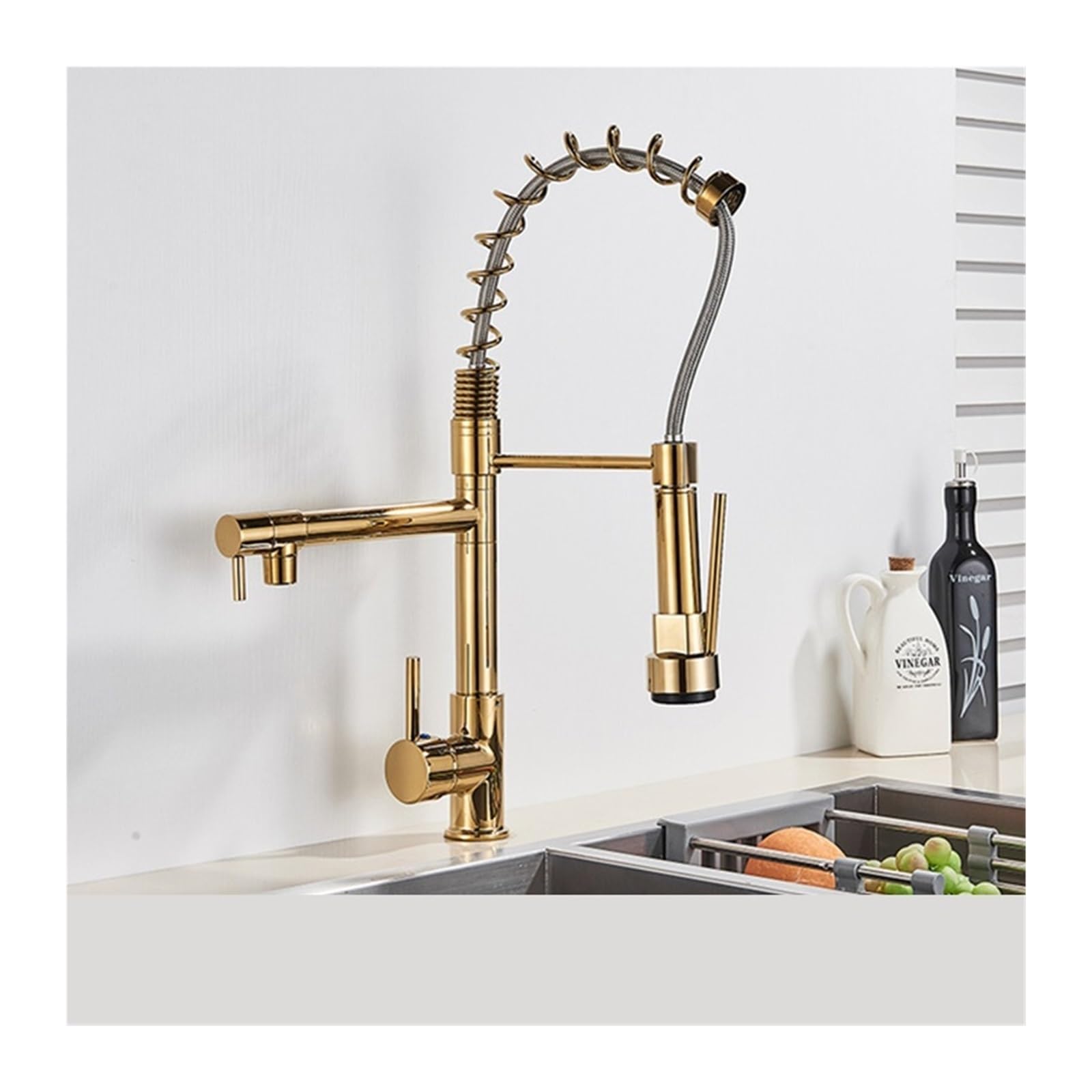 ZYCHSJXA Black Spring Pull Out Side Spray Spout 360 Swivel Mixer Sink Faucet Single Handle Kitchen Faucet(Black A)