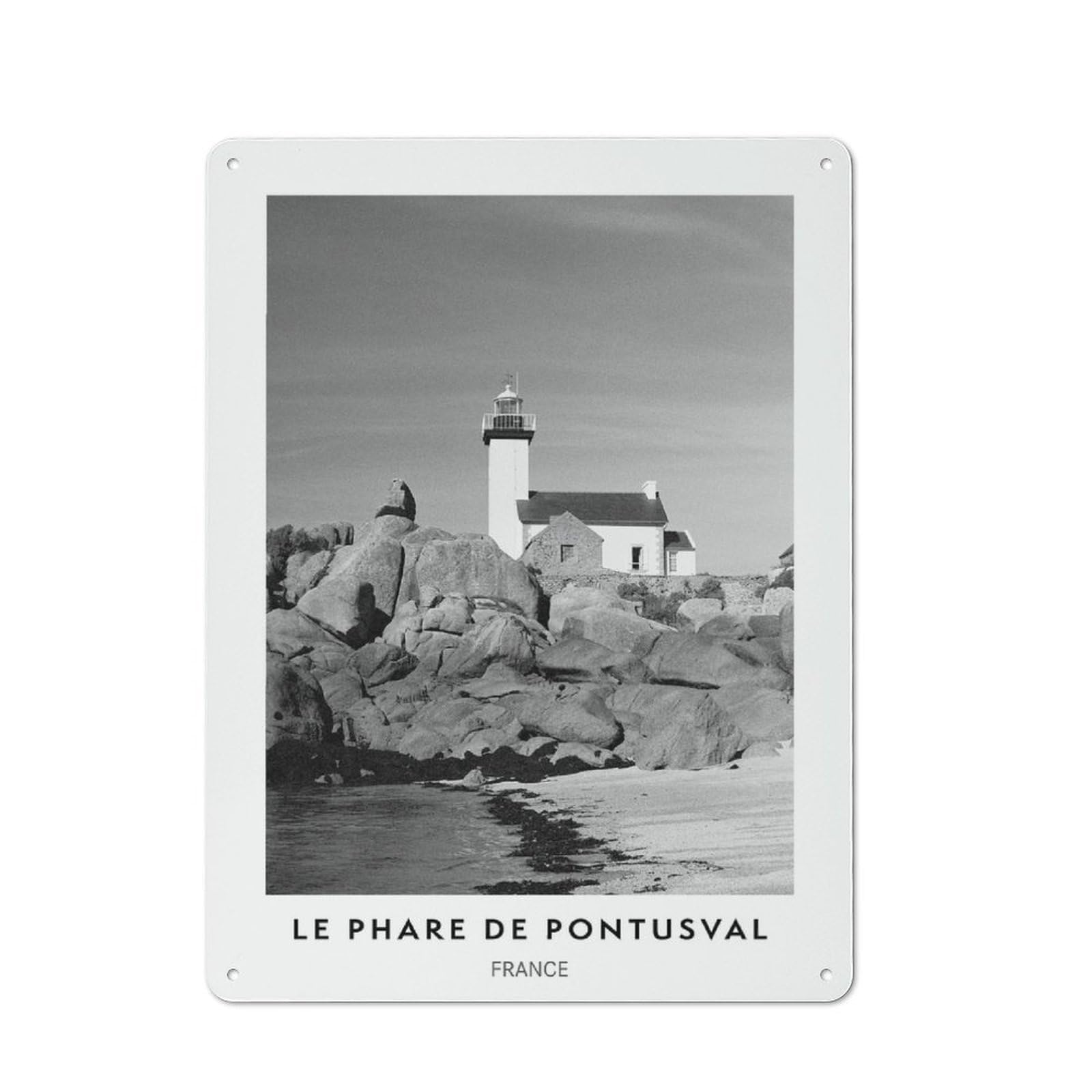 Junmoney Style-13 Lighthouse On Rocky Coast Retro Metal Wall Decor 40X30cm, Retro Metal Sign For Garage, Hobby Room, Office Or Man Cave