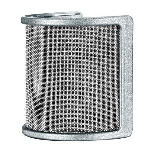 Neewer Arch-shaped Microphone Wind Pop Filter Mask Shield with Elastic Rubber Bands for Mic Studio Acoustic Recording Broadcasting Podcasting, Stainless Steel Mesh and Foam Layer (Silver)