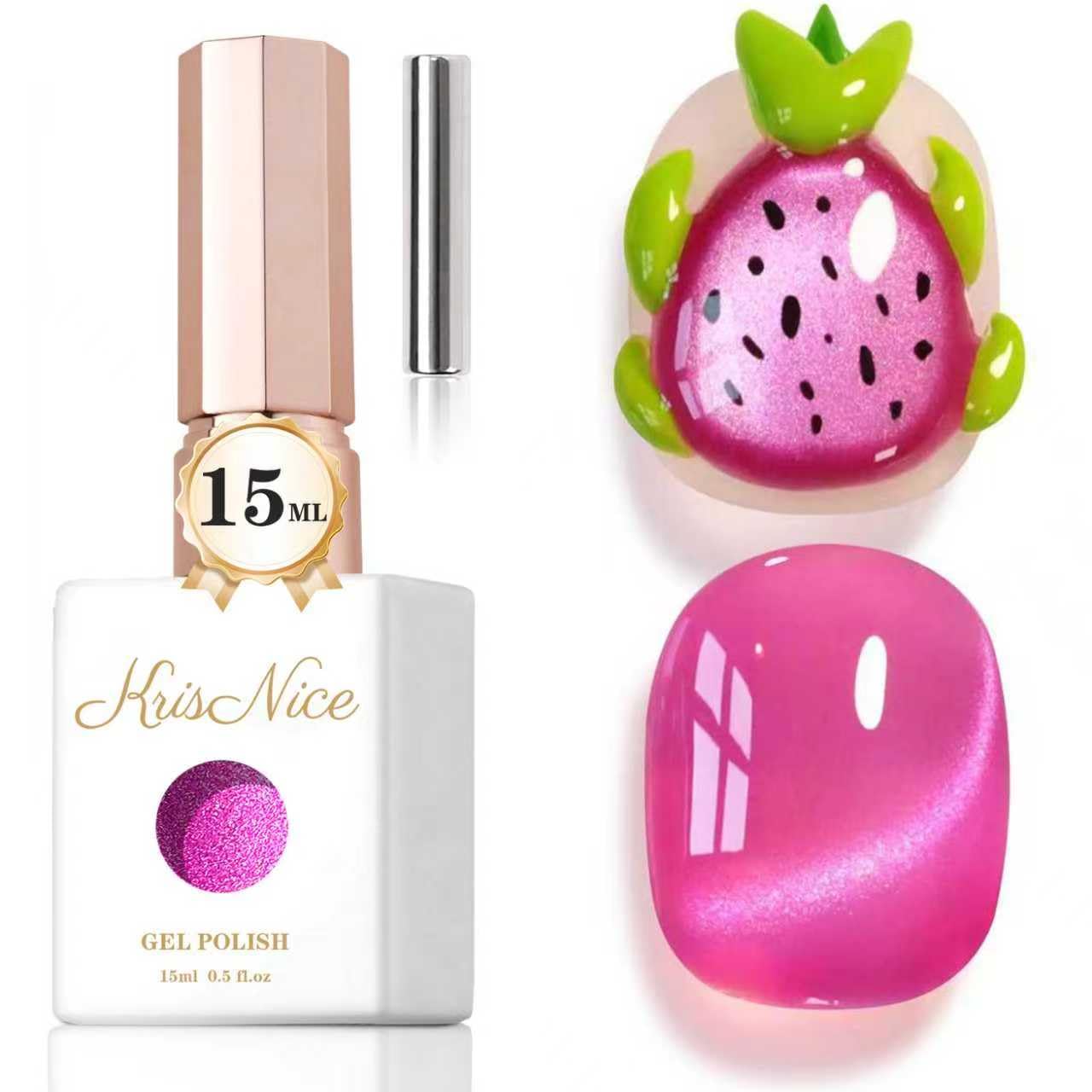 KRISNICE UV Nagellack Cat Eye 15 ML, Gellack mit Magnet, Cat Eye Uv Gel, Glitter Gelnagellack Soak Off Reflective Gel Magnetic Nail Polish für Frauen und Mädchen