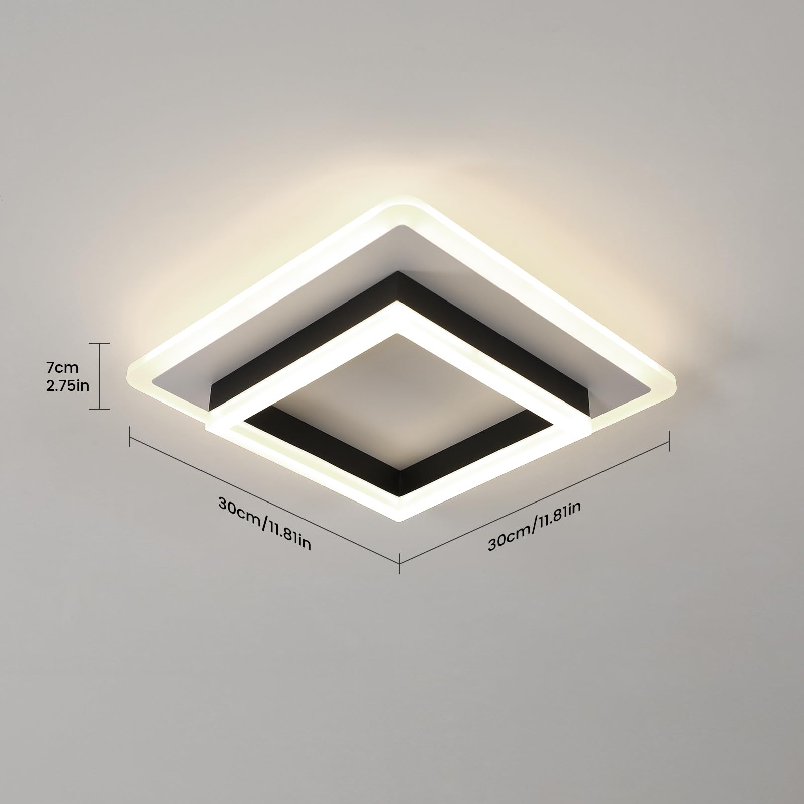 DELIPOP Plafonnier LED, 30W Lampe de Plafond Carré en Acrylique, Luminaire Plafonnier LED Moderne pour Chambre à Coucher, Salon, Couloir, Salle D'étude, 4500K Lumière Neutre