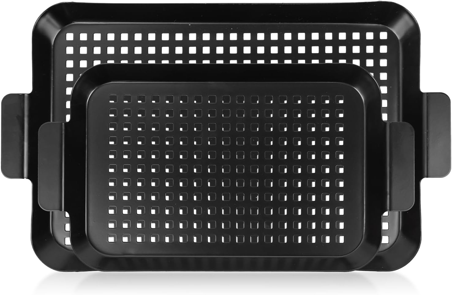 Outdoor-Grillplatte, 2-in-1 schwarzes Grill-Teller-Set, hitzebeständige Edelstahl-Grillplatte