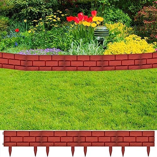 Red Brick Flower Bed Edging - Are These the Best Choices for Your Garden? 6 OPAHDN Enhance Garden Borders with Interconnectable Lawn Divider, Decorative Brick Design, 11 Pieces, Red