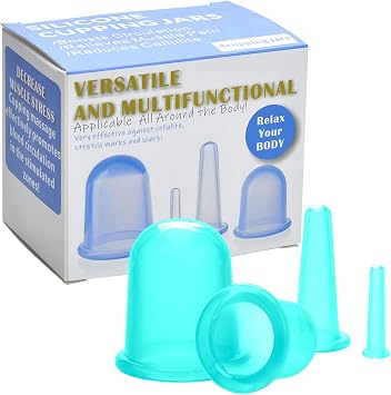 lychee Anti Cellulite Cupping Therapy Set for Family 4Pcs Silicone Vacuum Massage Cups - Chinese Cupping Kit for Body and Massager for Adults Home Use Green