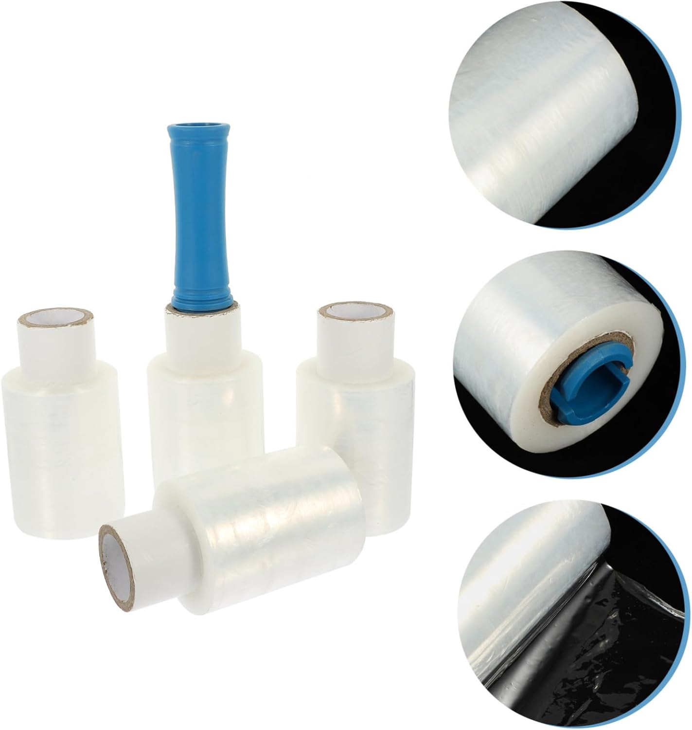 SHINEOFI Stretch Wrap Film Handle 18 x 1500 Self-Adhesive Industrial Packing Film Heavy Duty Shrink Wrap for Pallet Protection