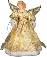 Vista 1 de Ángel Kurt Adler con 10 luces y vestido dorado para árbol de Navidad de 12 pulgadas