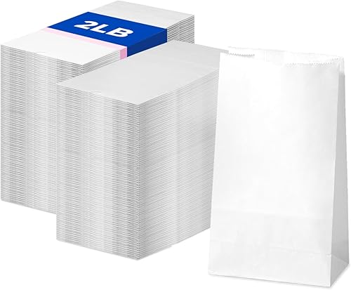 Miniatura 8 de Fit Meal Prep Paquete de 200 bolsas de almuerzo de papel blanco de 6 libras, 11 x 6 x 3.5 pulgadas, bolsas de papel blanco de primera calidad a