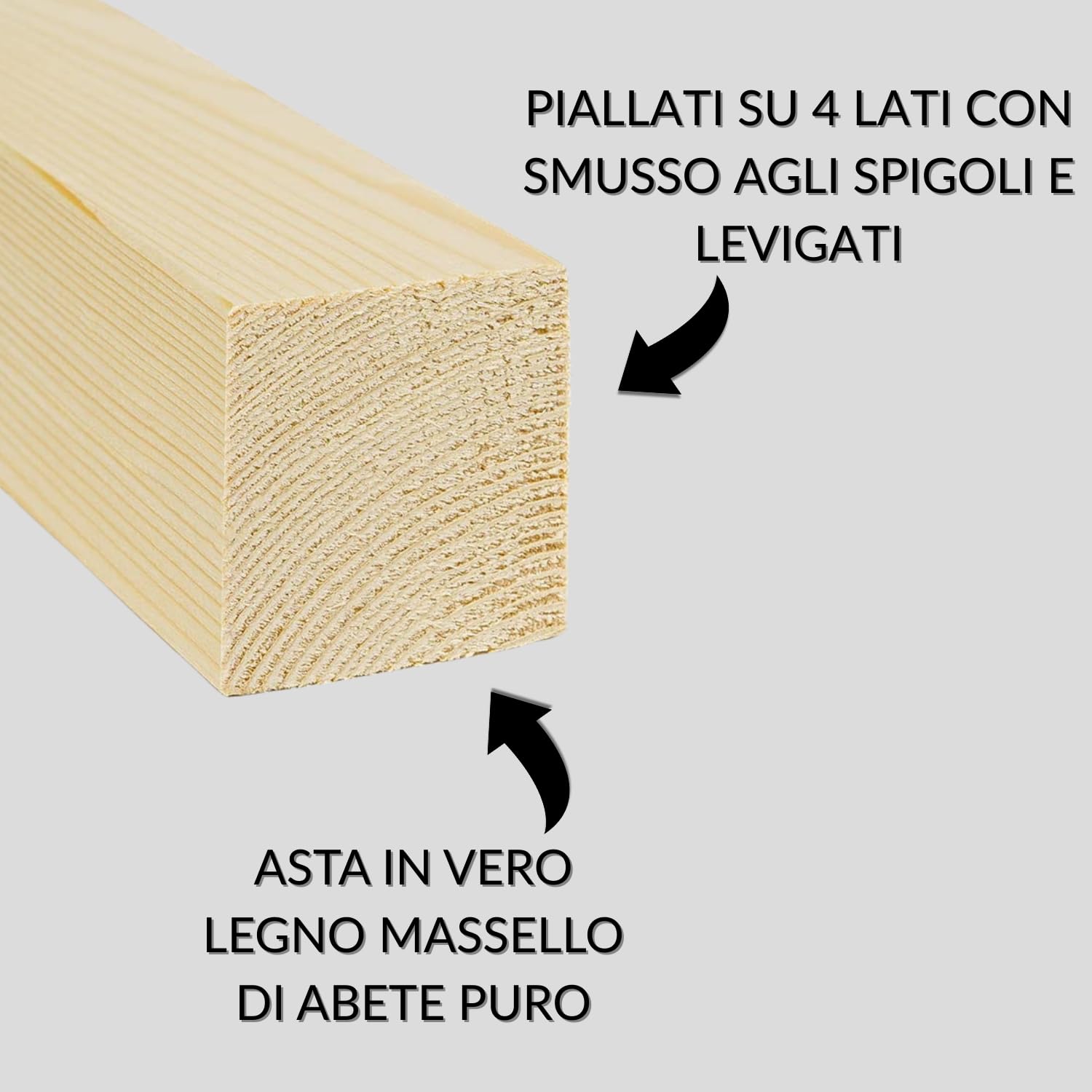TWE Listelli Legno Massello Abete x 2 Metri diverse Dimensioni Piallati su Quattro Lati con Smusso su Spigoli Made in Italy Confezione da 2 pz (50x50) mm