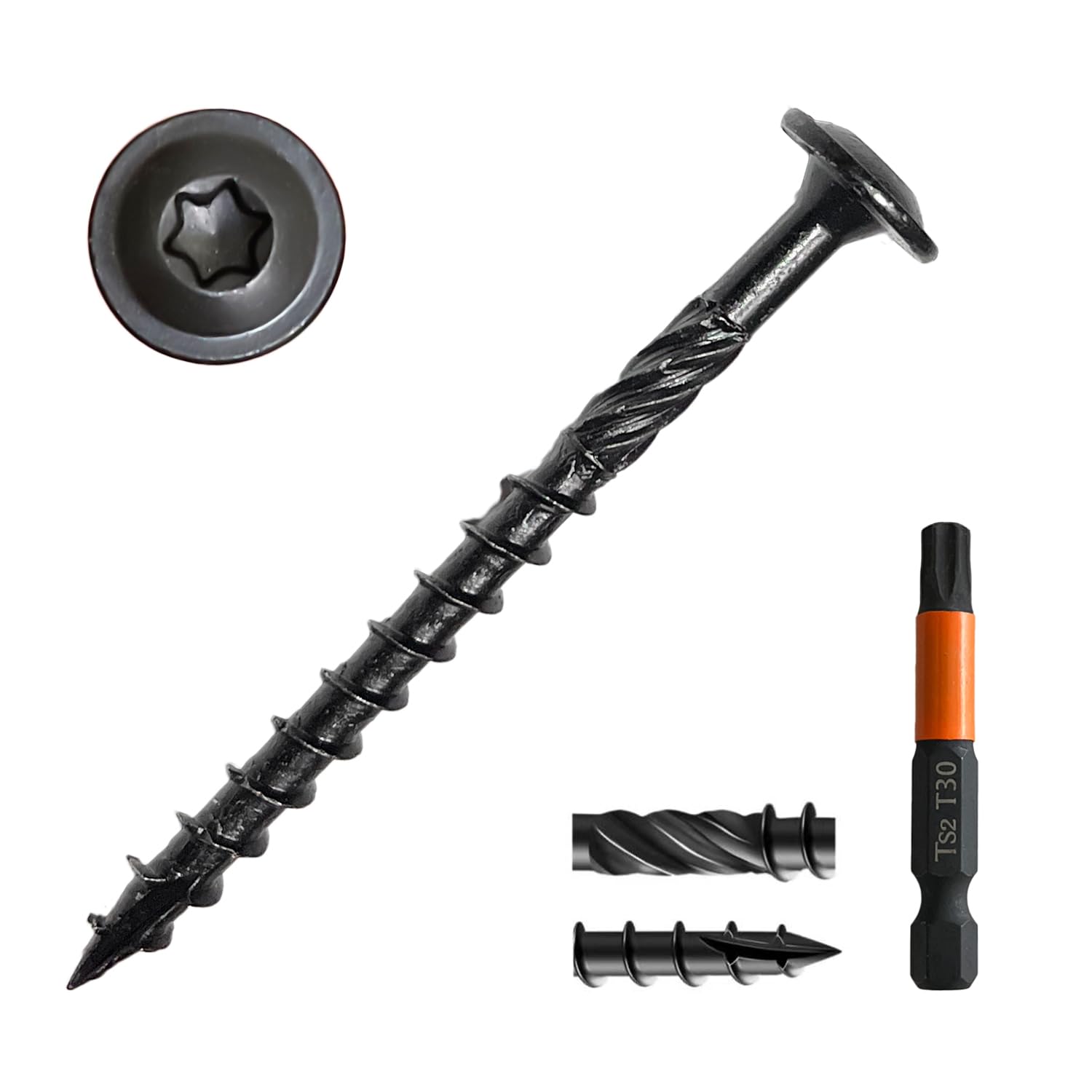 Black Lag Screws - Pack of 50 #14 x 4 -8