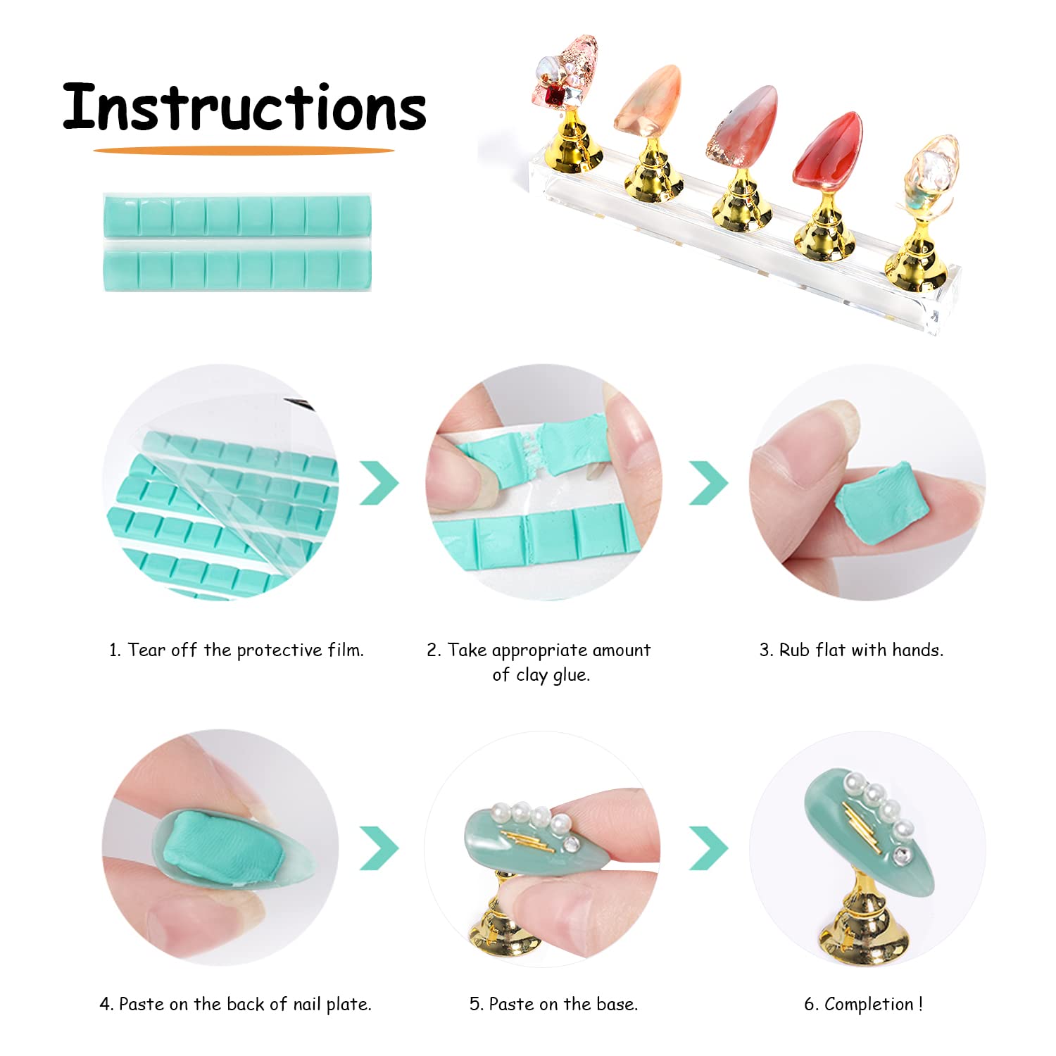 10pcs Acrylic Nail Art Display Stand with 3 Bases Nail Art Holder Base Crystal Nail Art Stand Magnetic for Nail Art Skills Practice Stand DIY Nail Art Nail Art Tools Art Salon Gold - Image 4