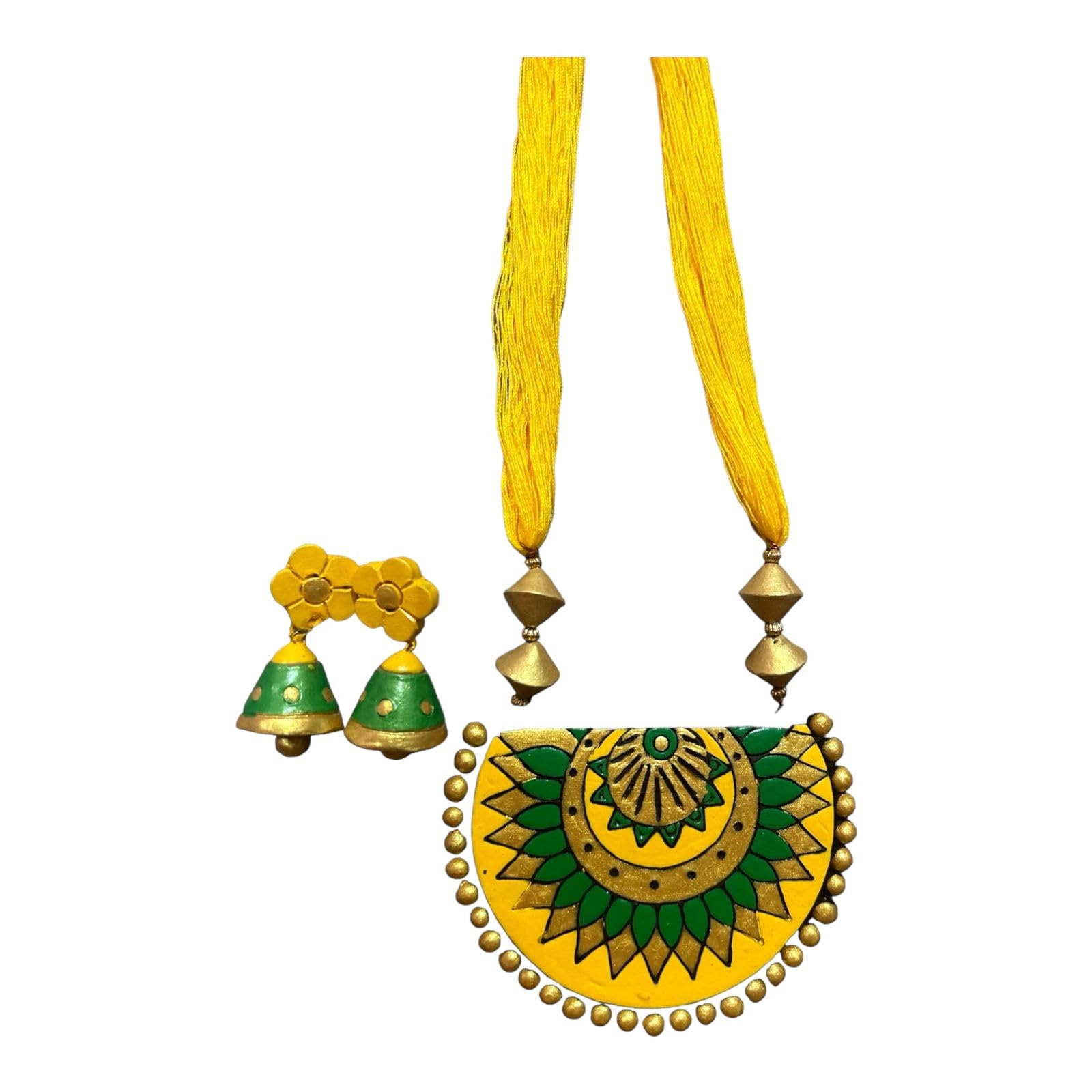 Le bijouxistic Terracotta Jewellery Set for Girls Women | Necklace Earring Set For Girls Women Teenage Girls in abstract design | Unique Stylish Yellow Green Terracotta Jewellery Necklace Earring Set (B0D7SDQDW3) Amazon Price History, Amazon Price Tracker