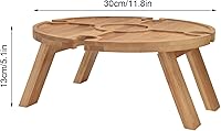 Vista 3 de Mesa de picnic plegable portátil, mesa de madera plegable al aire libre con soporte para copa de vino para senderismo, camping, cena