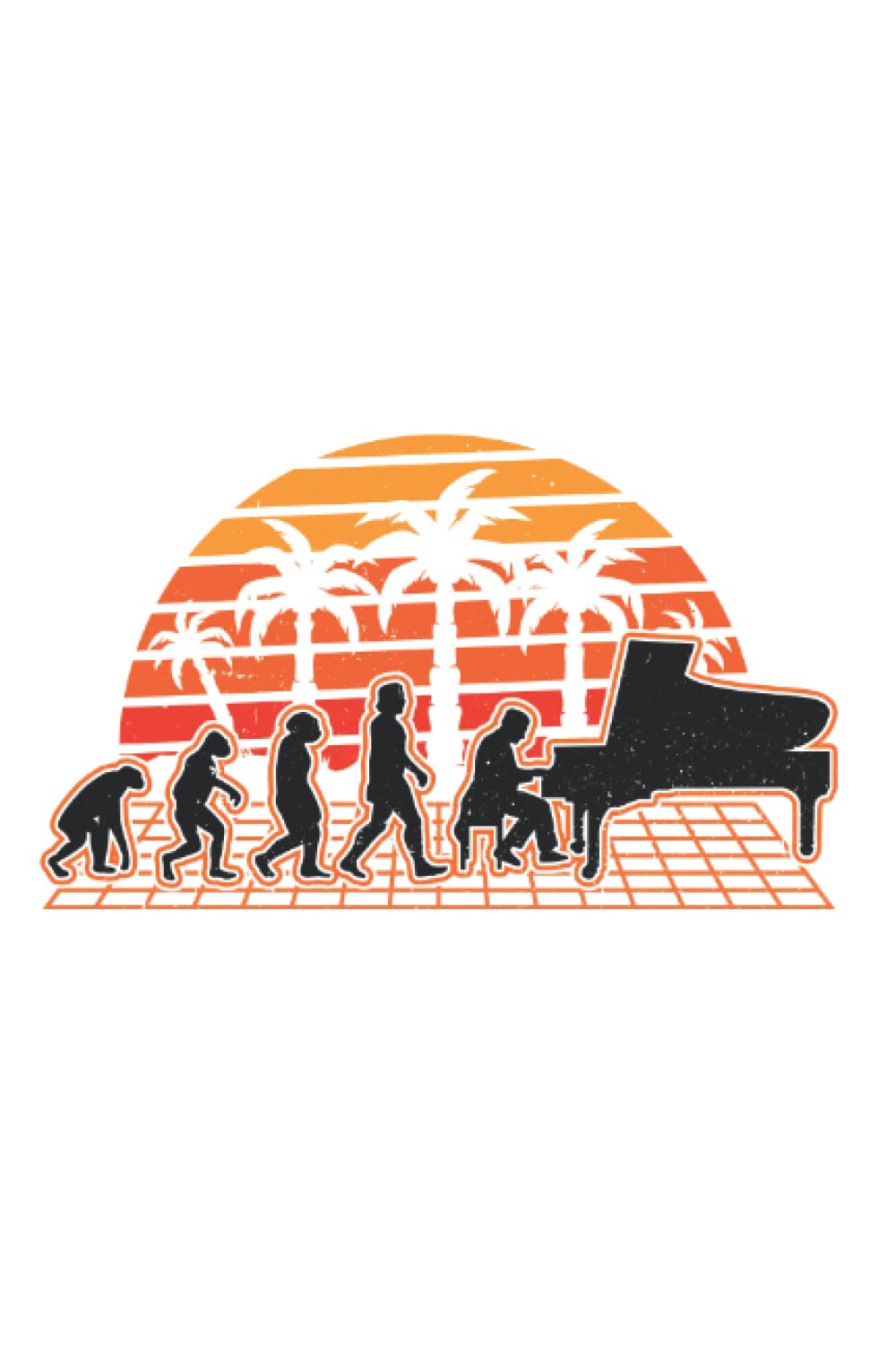 Piano Notebook: Piano Evolution Sunset Pianist / 6x9 Inches / 120 ruled Sites
