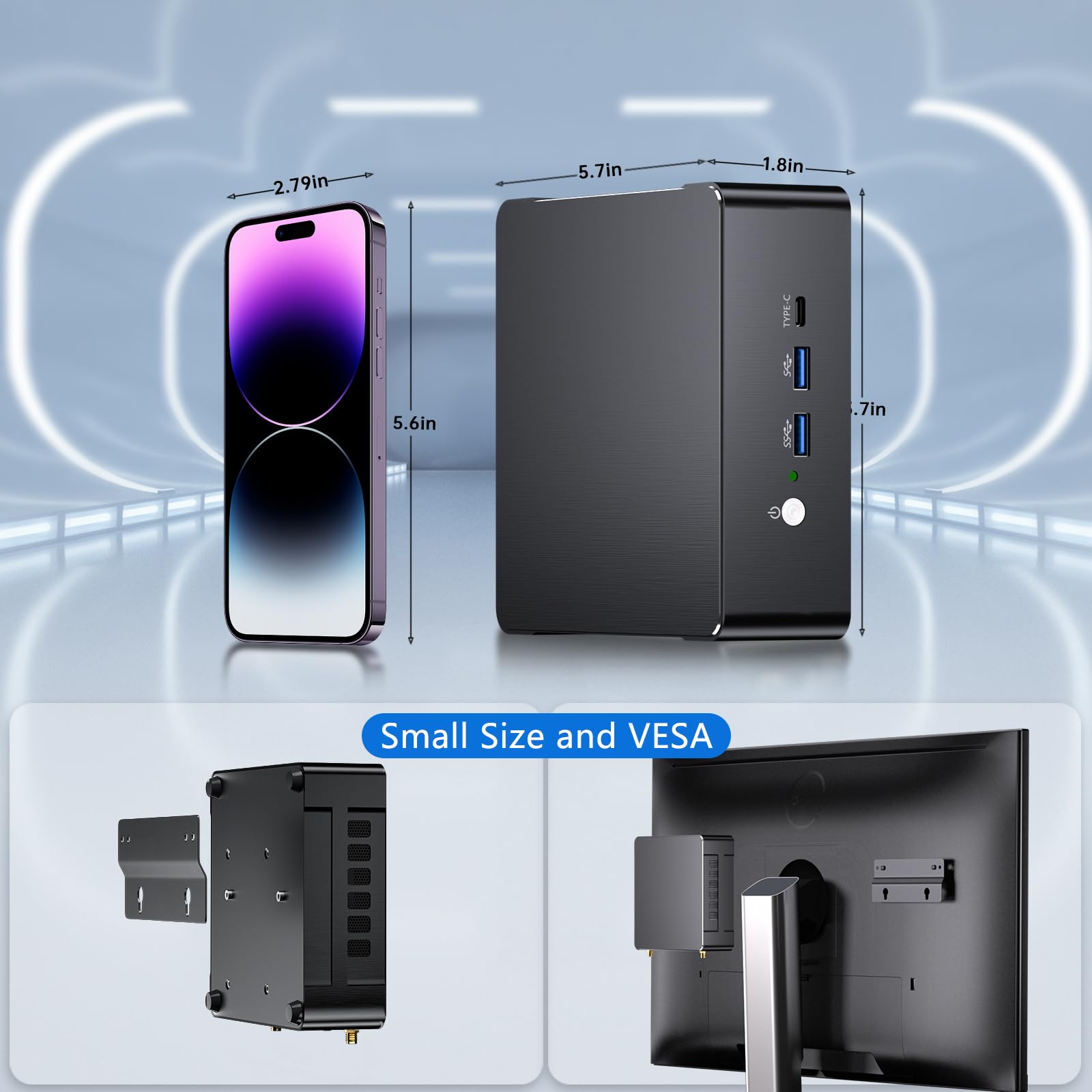 Thdeukoty Mini PC i9-12900H 14C/20T, 64G DDR5 RAM 2T SSD, mini computer desktop Windows 11 Pro (TPM2.0), DP/HDMI/Type-C triplo display, WiFi 6E Bluetooth5.3 per casa/lavoro