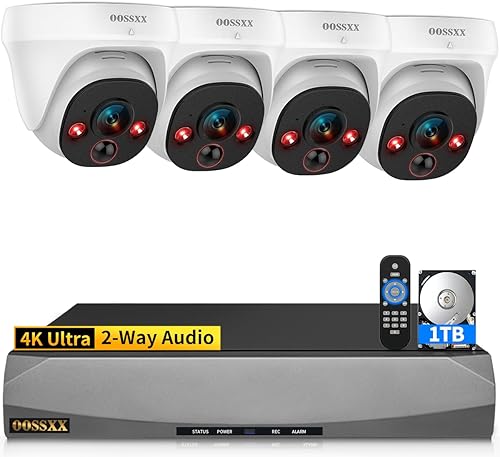 OOSSXX (4K HD y audio de 2 vías ultra gran angular de 130 de 8MP con cable de 8 MP cámaras IP PoE para seguridad en el hogar, sistema de cámara al