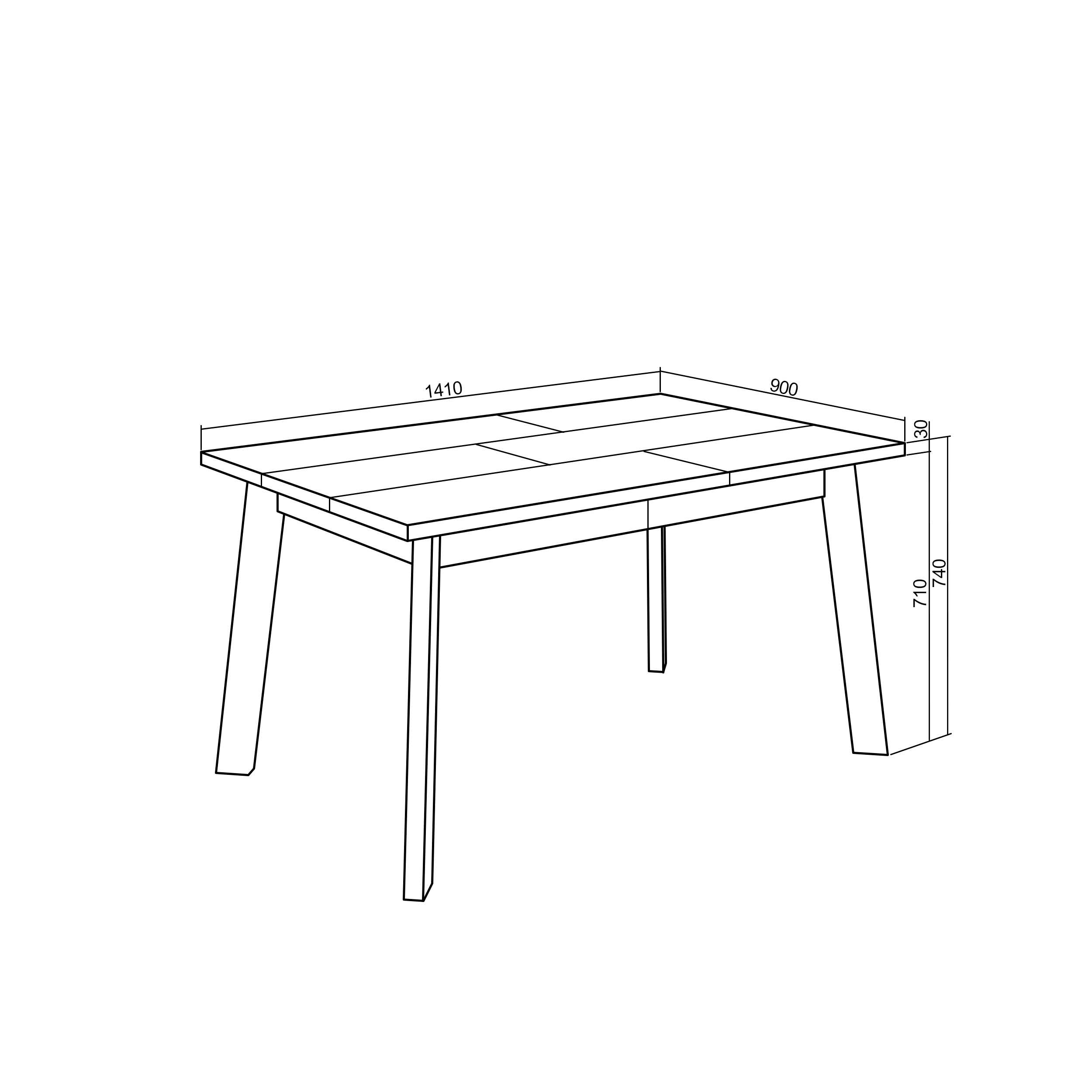 Skraut Home | Mesa Comedor | Mesa Fija Cocina y Salón | 140 | para 6 comensales | Patas de Madera | Estilo Moderno | Roble y Negro