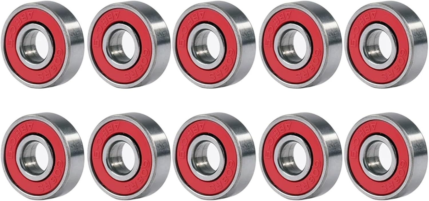 10pcs Inline Roller Skate Bearing Deep Groove 608rs ABEC-9 Miniature Ball Bearings Carbon Steel Longboard Bearing(Red)