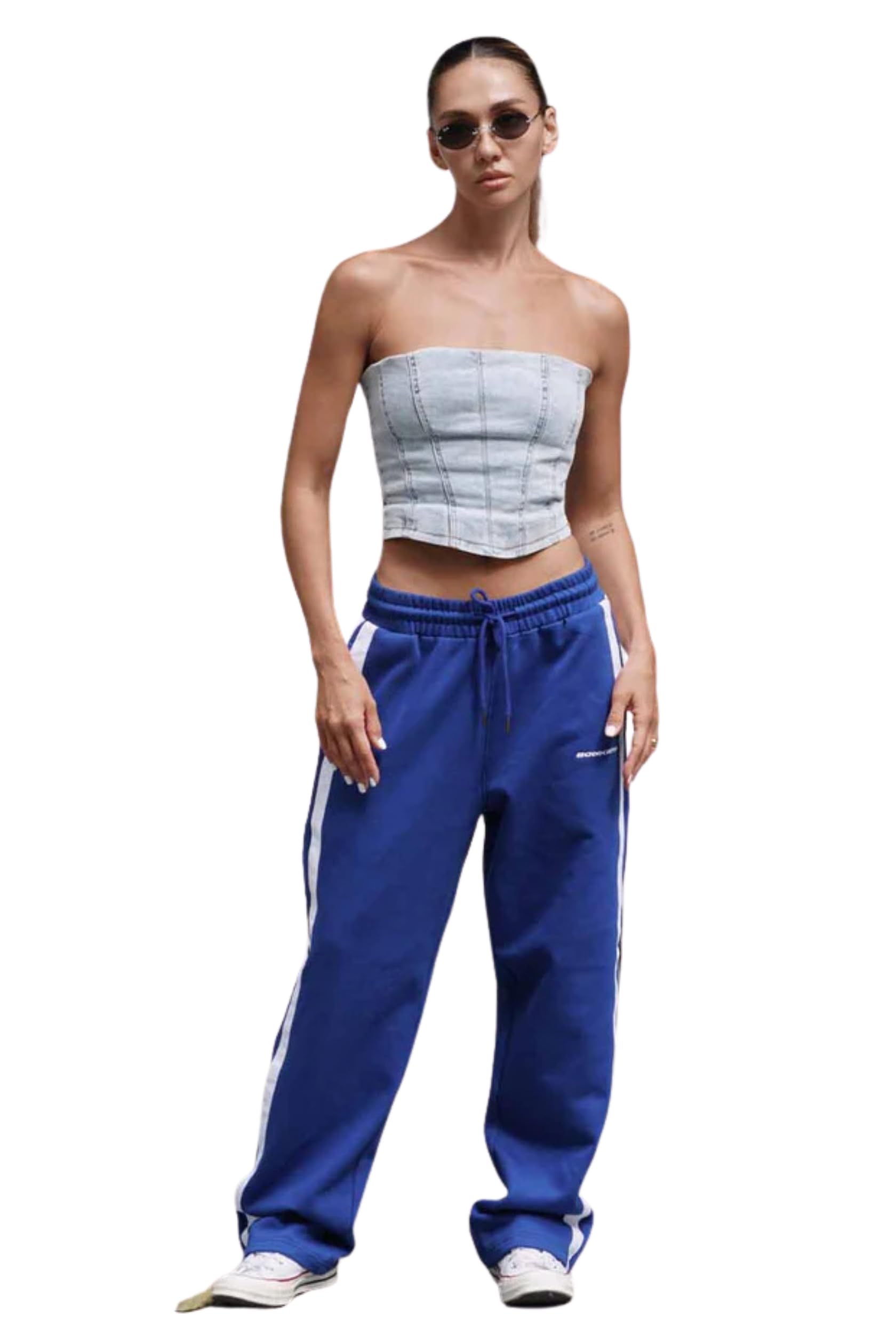 Blue Sporty Straight Fit Pants-image-46