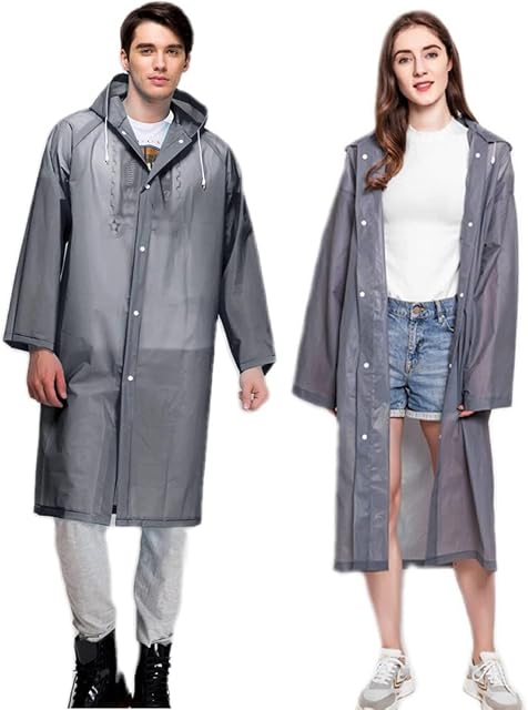 Gerhannery Portable Reusable Raincoat,2Pcs Waterproof Rain Poncho Travel Rain Jacket for Men and Women, Lightweight Rain Poncho Adult, Sports Rain coat Hooded for Festivals Cycling Outdoors