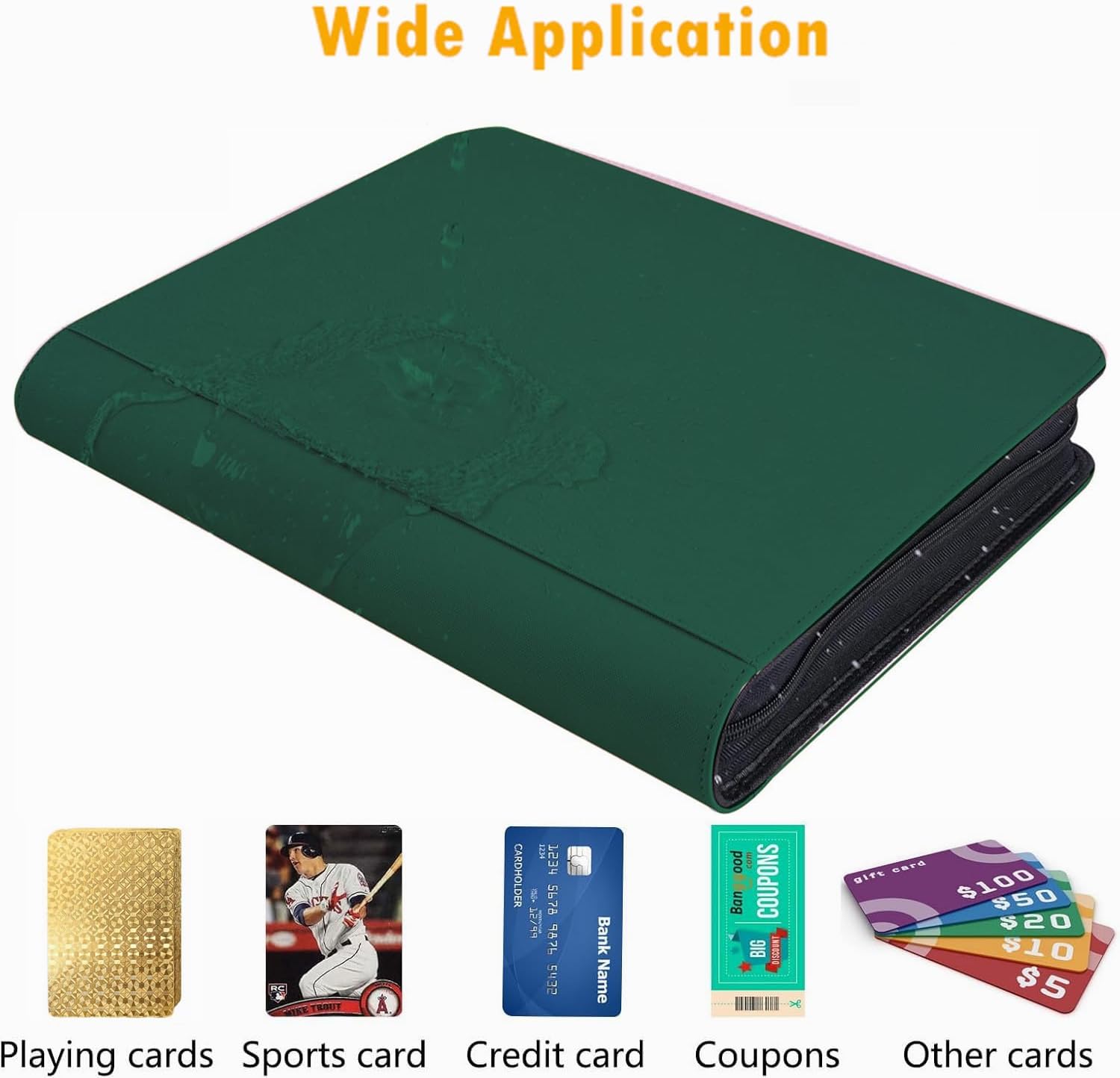 1000+ Pockets Trading Card Binder, 16 Pocket Ringless Side Loading Card Holder Album, Trading Card Album Fit for YuGiOh, MTG, TCG, Game Cards, Sports Cards, Business Cards (Green)