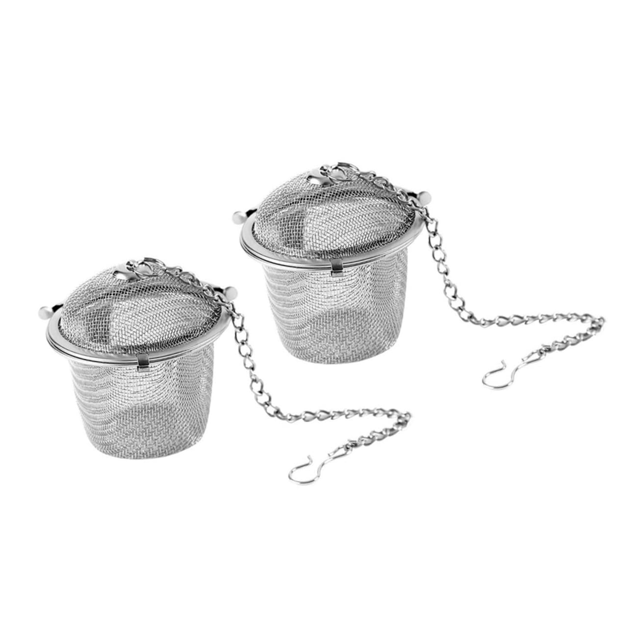 COLLBATH 2pcs Stainless Steel Condiment Infuser with Extended Chain Hook Mesh Tea Strainer for Loose Leaf and Seasonings Easy to Clean with Fine Mesh Design