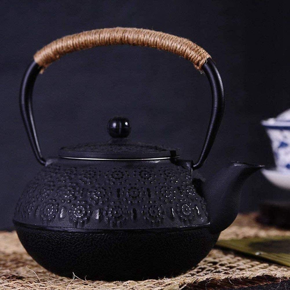 Creatividad Tetera De Hierro Fundido Hecha A Mano Tetera De Hierro Fabricación De Té De Hierro Fundido Tetera De Hierro Juego De Té De Agua Hirviendo Tetera De Hierro Fundido De Peonía Negra