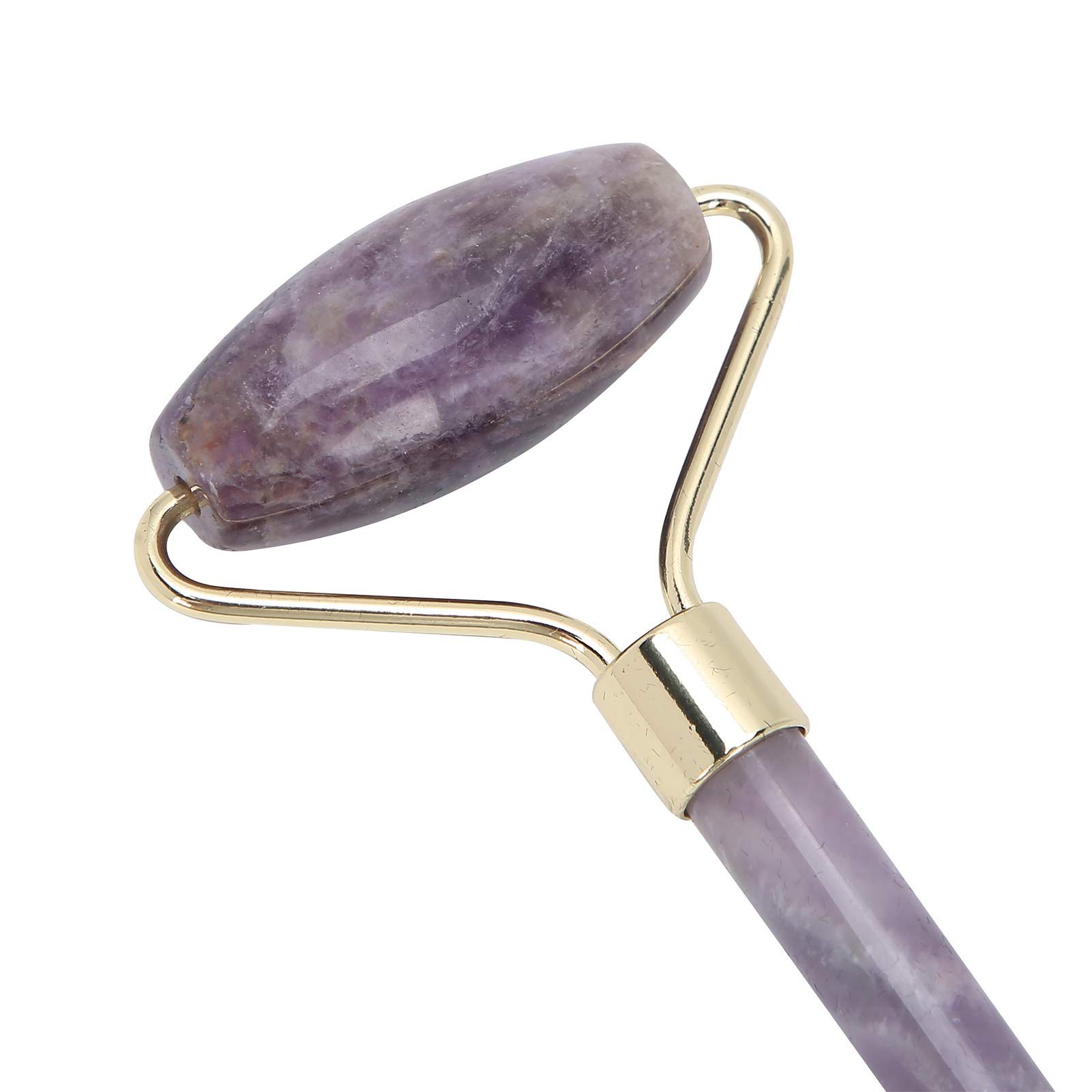 Jade Roller Face Massager Jade Facial und Gua Sha Set, Facial Massager Hautpflegeset für Anti-Aging, reduziert Augenfalten und Durchblutung(lila)