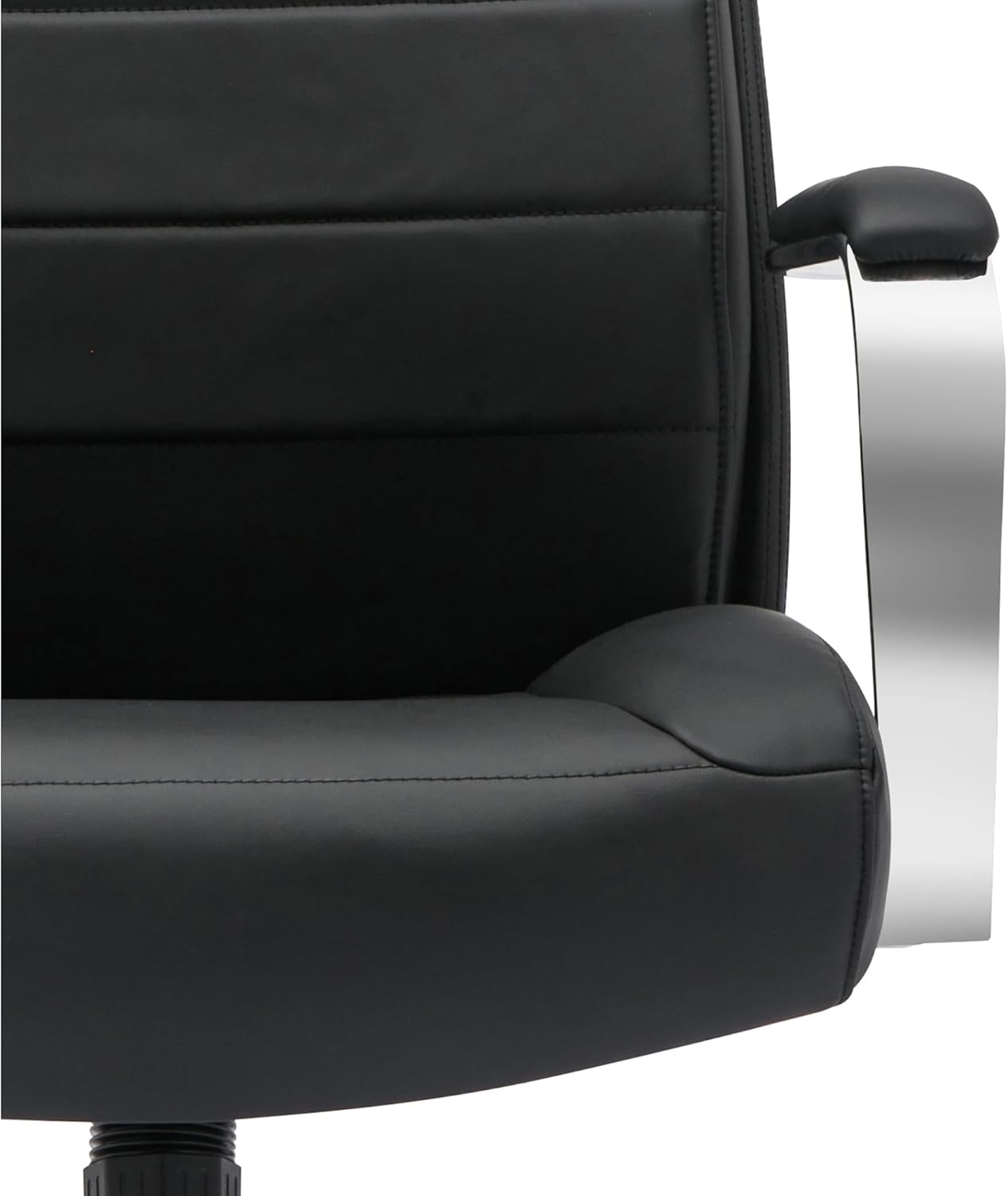 Realspace® Modern Comfort Modee Vegan Leather High-Back Executive Office Chair, Black/Chrome, BIFMA Compliant