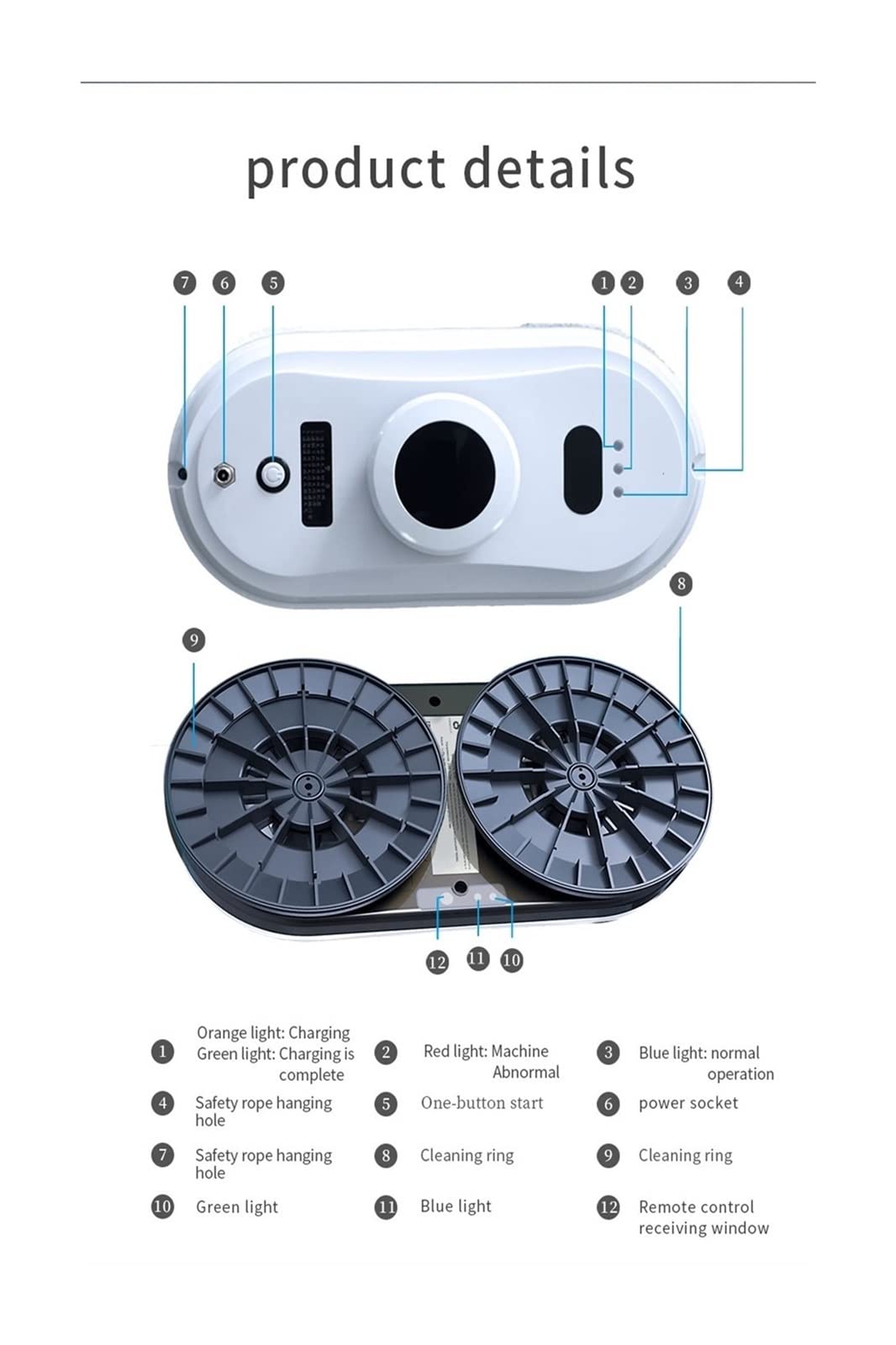 Inteligentny Robot Czyszczący Szkło Ultra Cienki Robot Odkurzający Robot Czyszczący Okna Myjka Okienna Elektryczny Zdalny Sterujący do Domu do Okien, Płytek, Łazienek(
