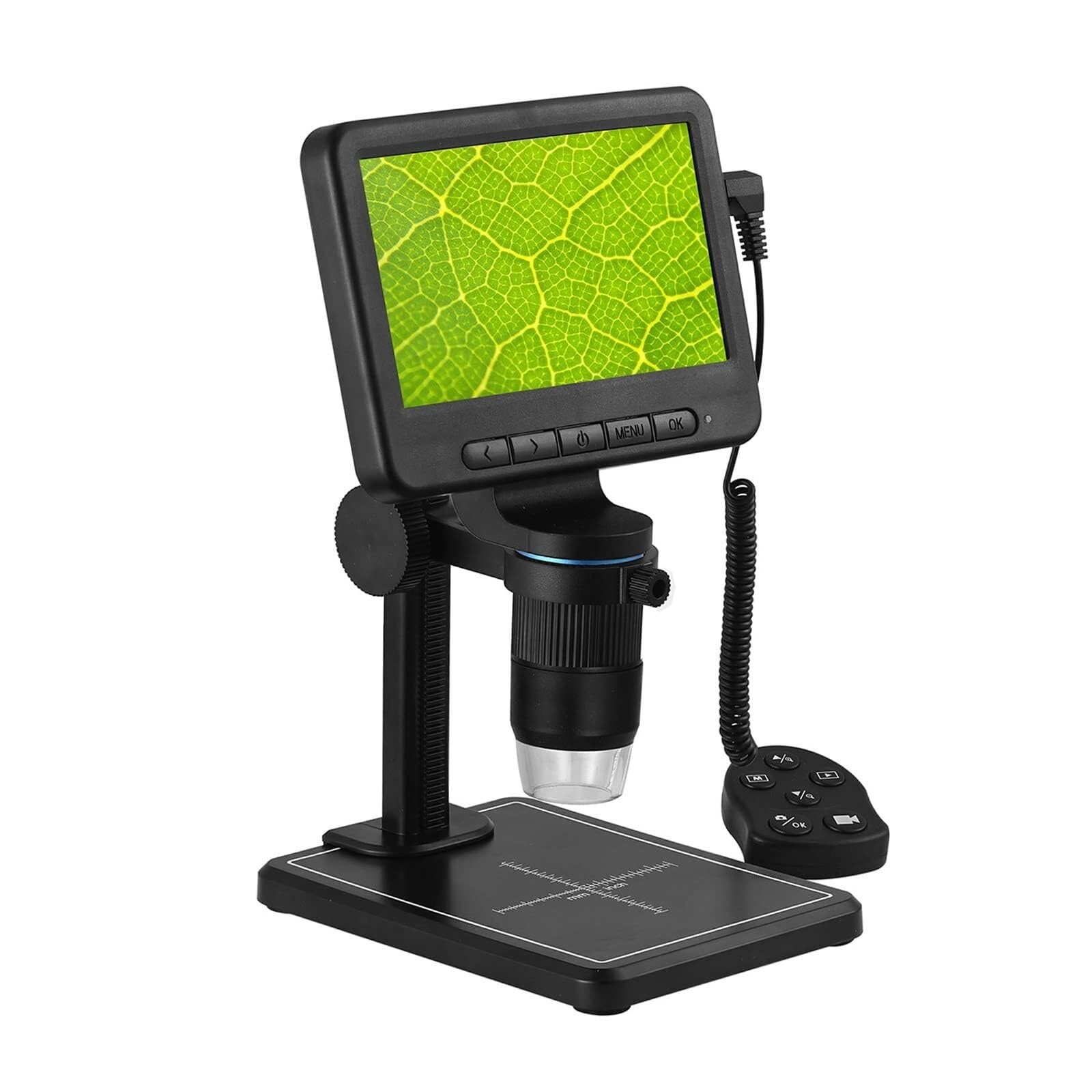 ASerZenith 5-Inch Hd Digital Microscope, 500X-1000X Magnification, 2Mp, 8 Adjustable Led Lights For Coin, Stamps, Plants, Soldering, 1080P Display
