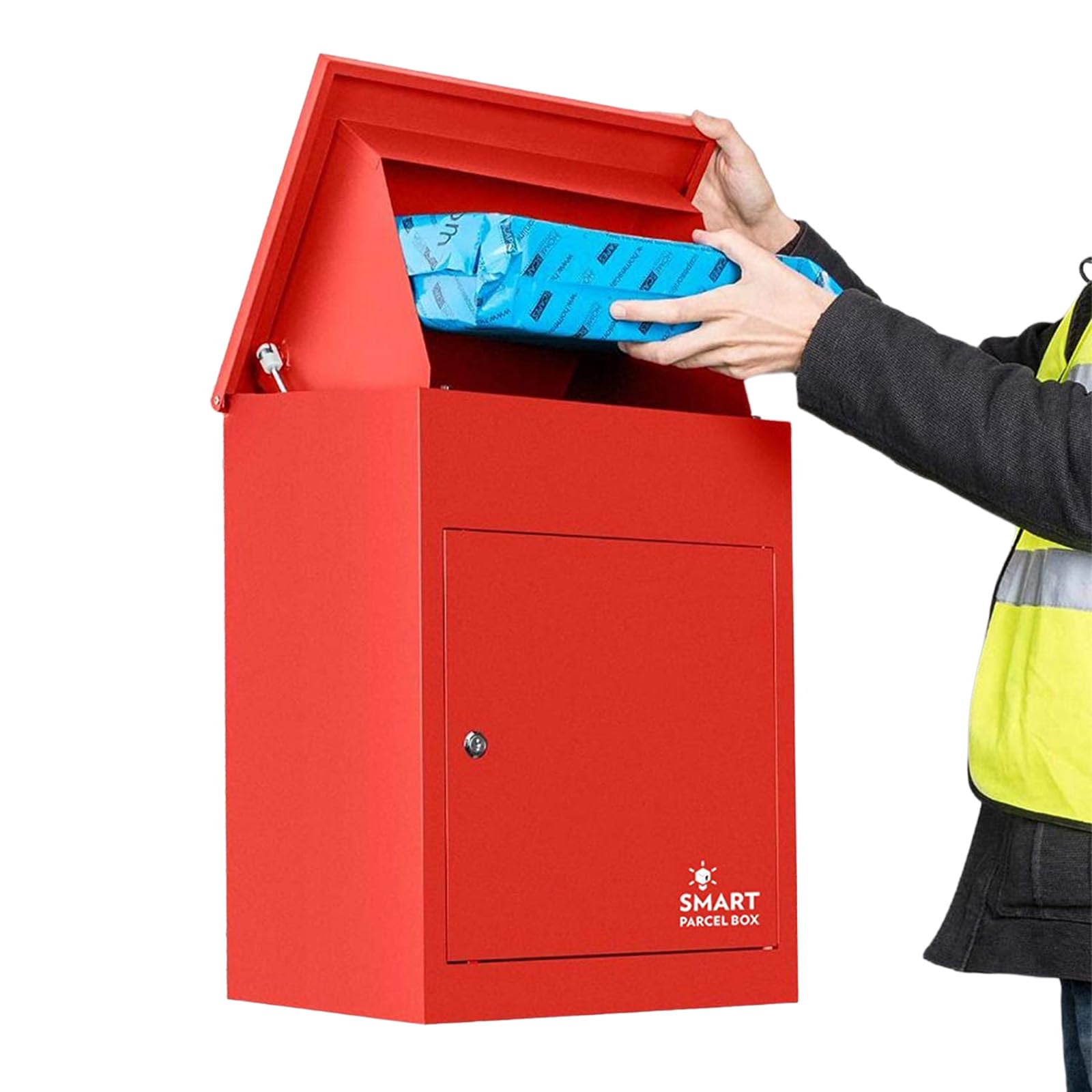 Smart Parcel Box - Wall Mounted Parcel Box Outdoor, Secure Red Delivery Box for Parcels, Durable & Waterproof, Lockable Weatherproof Parcel Drop Box Suitable For Multiple Large Packages