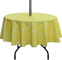 Vista 13 de Stripe Outdoor Tablecloth Water Resistant Polyester Fabric Table Cover with Zipper Umbrella Hole for Garden Patio Tabletop 60Inch Round,Black