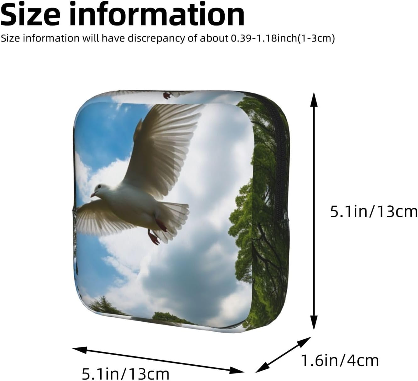 Period Bag Pouch for Women,Sanitary Napkin Storage Bag Portable Period Pad Pouch Small Make Up Bags White Doves Fly Over The Park Tampon Holder For Purse Travel Daily Use image 2