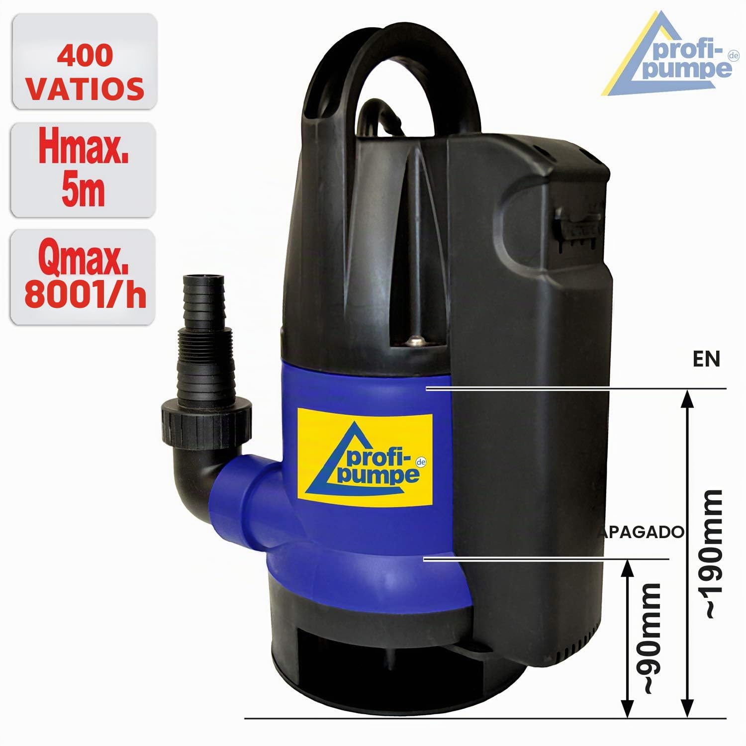 Bomba Sumergible Dirt-Star-Extra-SS 400-2 Para Aguas Sucias y Pozo - Con Cable de 10m - Para Riego, Drenaje y Jardín