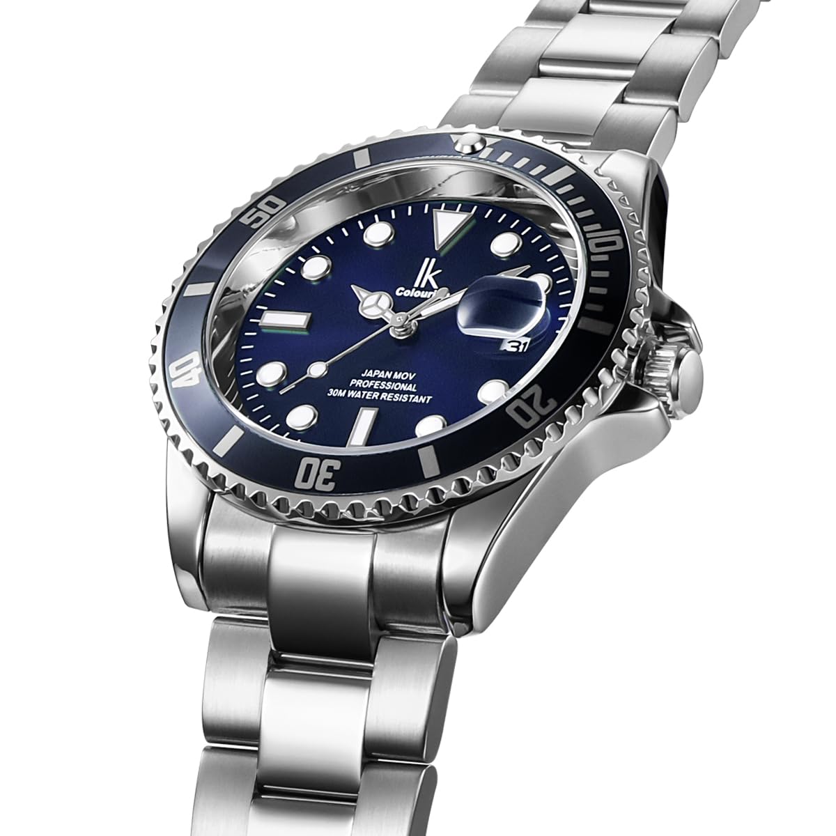 Alienwork IK Orologio Uomo Donna Calendario Cinturino in Metallo