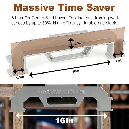 Miniatura 3 de Desbloquea una construcción impecable del marco plantilla de marco de pernos de 16 pulgadas para una colocación precisa en el centro de la pared y