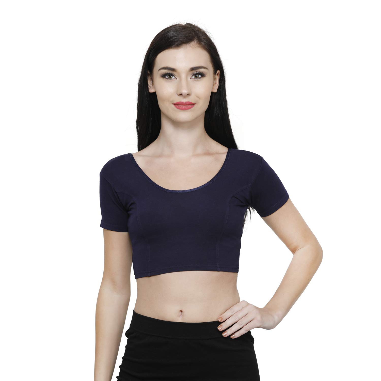 vami Women's Cotton Stretchable Readymade Blouse - Navy-picture-13