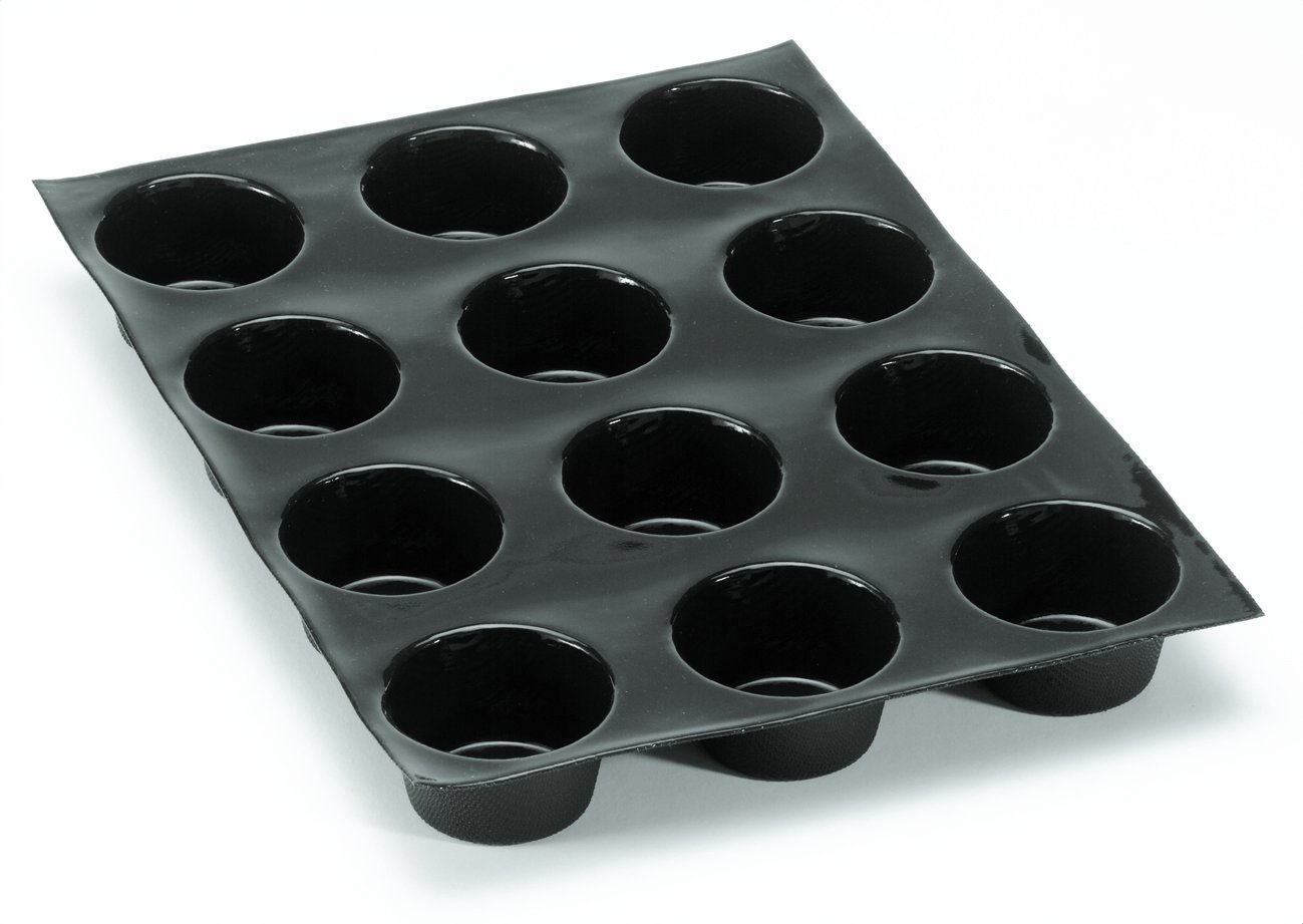 Muffins professionnels 600 x 400 mm, 24 empreintes Ø 79 x H 36 mm, Noir, Silicone, Muffin pan, 59451031, 2969446031, Minimaliste et fonctionnel