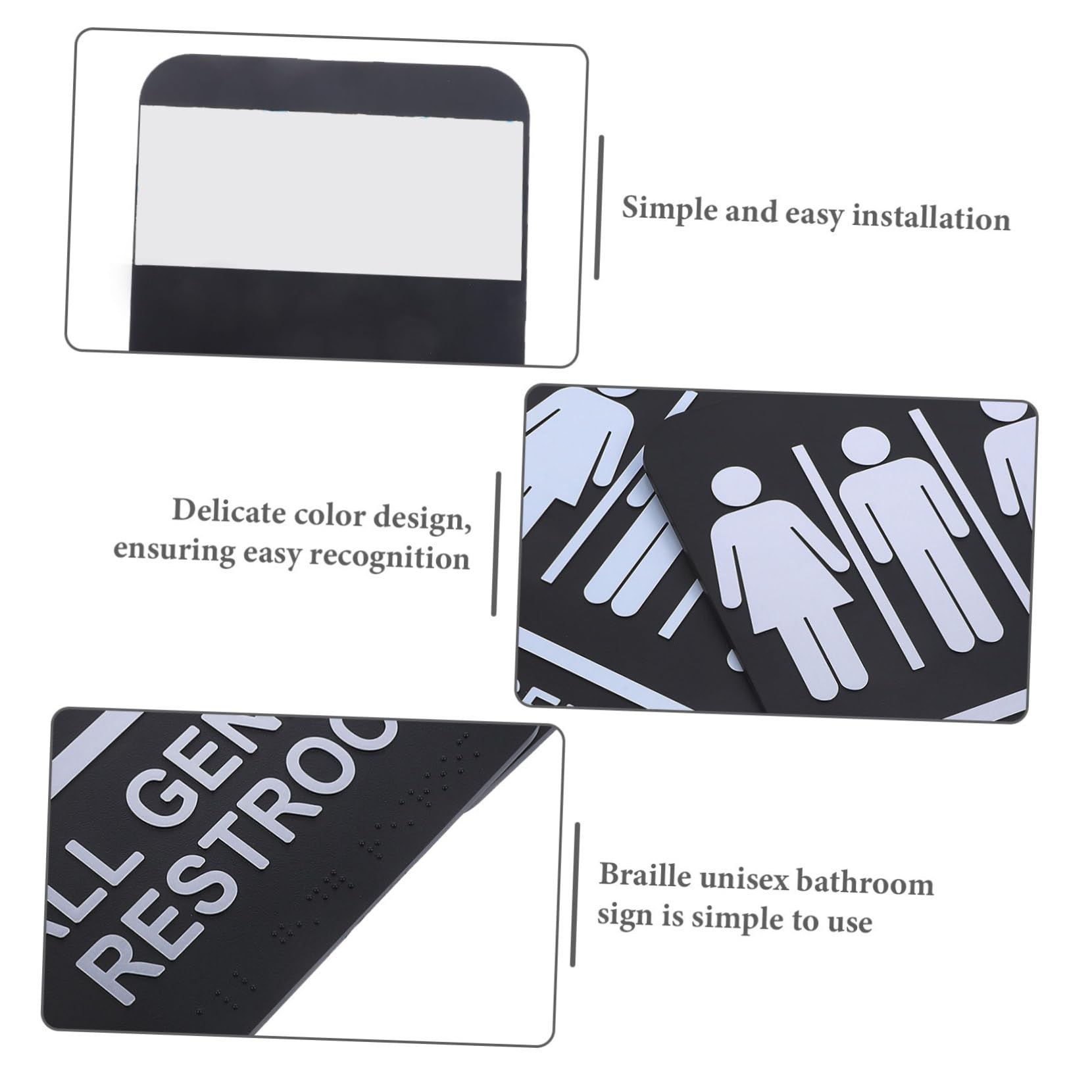 Targa per Bagno Unisex in Braille, Targhetta per Bagno Autoadesiva Elegante in Acciaio Inossidabile con Nastro Biadesivo, Scritta in Rilievo per Porta del Bagno per Disabili in