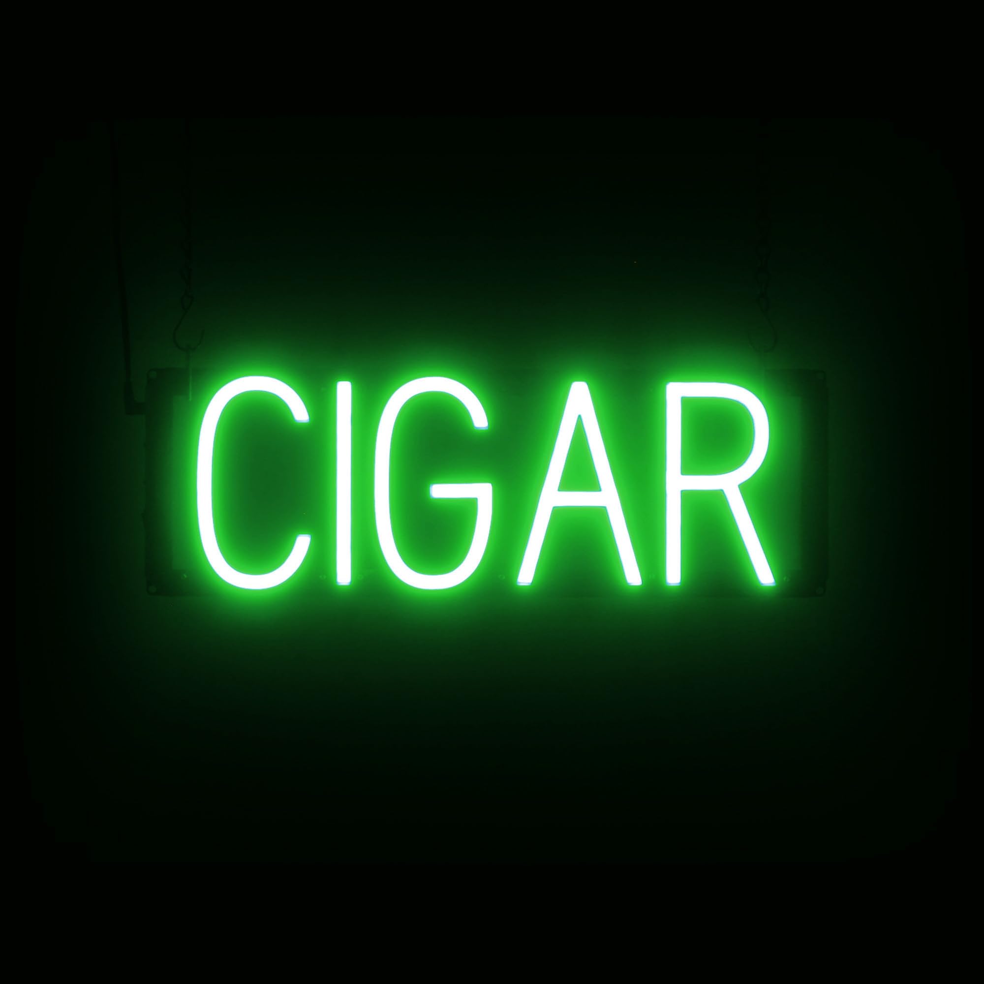SpellBrite LED Neon CIGAR Sign for Business - Green, 19" x 6"