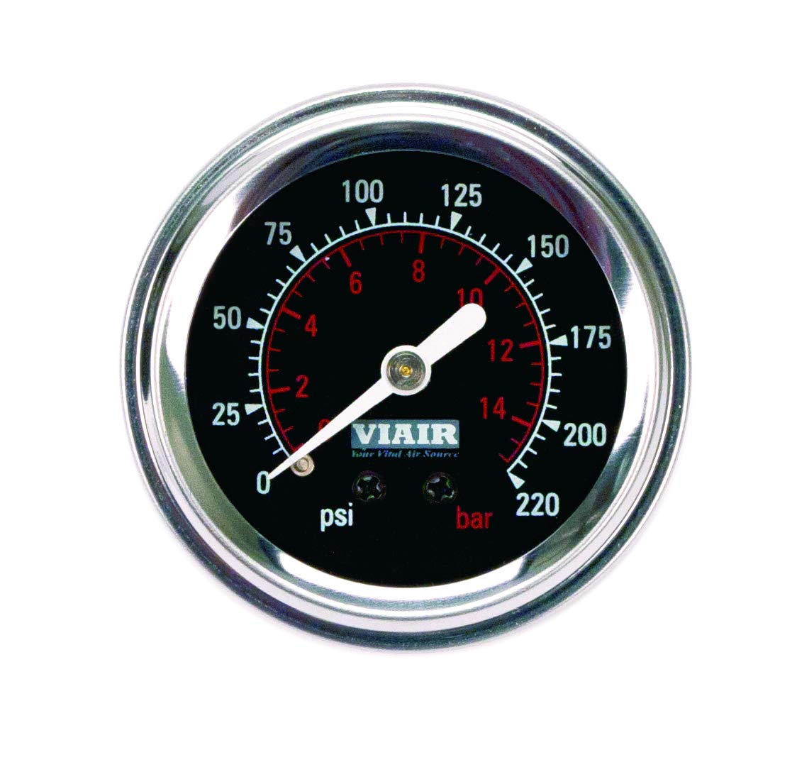 Viair 90087 2.0" White Face Illuminated Single Needle Gauge