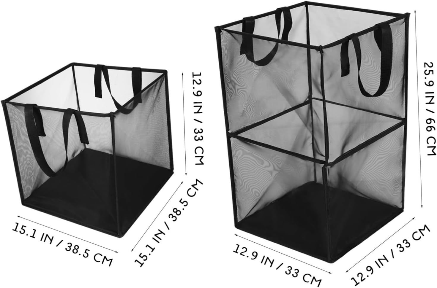 2pcs Laundry Baskets Lightweight Collapsible Hampers for Dirty Clothes Large Capacity Mesh Storage Containers for Bedroom and Bathroom Black