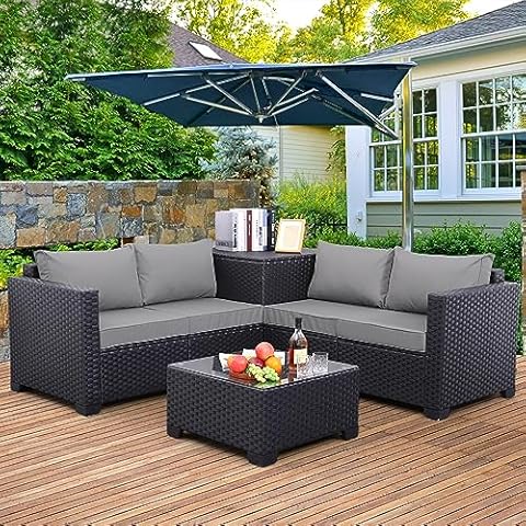 WAROOM Outdoor PE Wicker Patio Furniture Set Cover