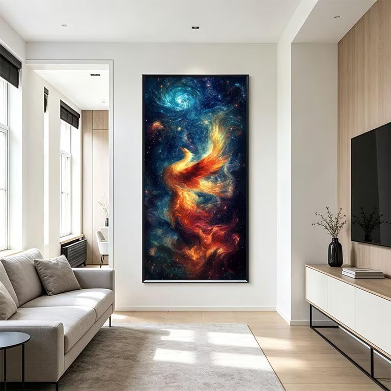 Broderie diamant Le Phoenix abstrait grand format 50x100cm l-156 - 2